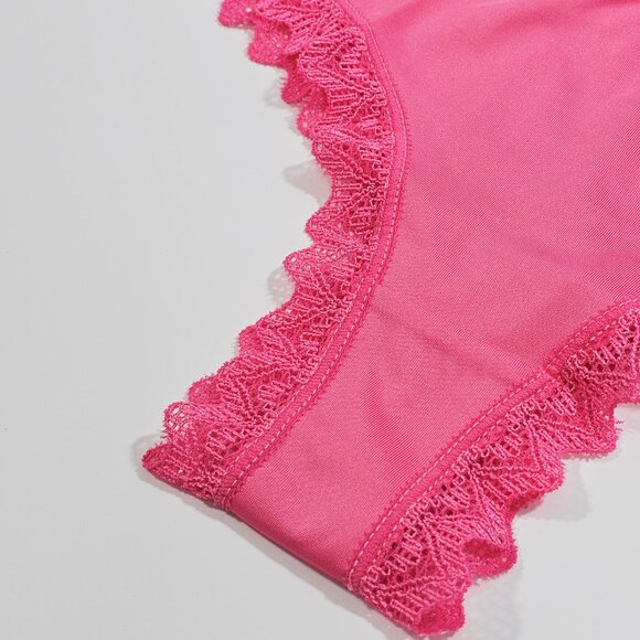House of Desire Vera Microfiber Lace Heart Charm Cheeky Panty, French Rose, Sz M - Picture 8 of 10